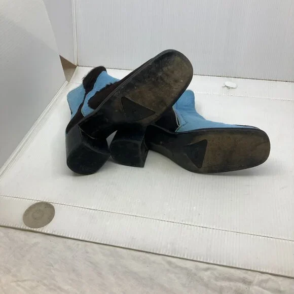 Vtg 1990s FREE LANCE FRANCE square toe blue spotted pony hair womens shoes sz 36 - Picture 5 of 7